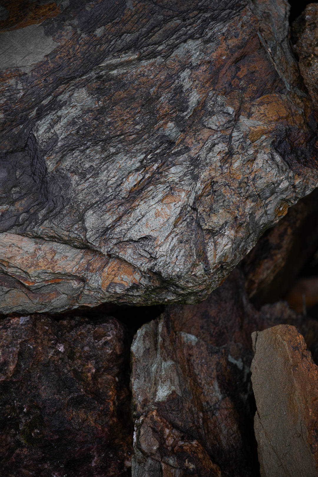 Texture de rochers naturels aux nuances grises et brunes